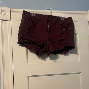 American Eagle Outfitters Dark Red Jean Shorts